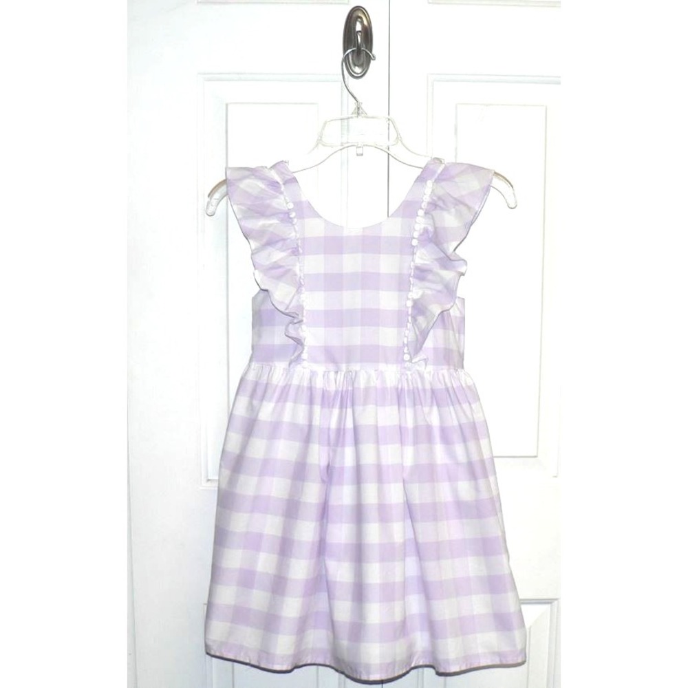 Max Studio Kids Girls Cotton Gingham Flutter Dress in Purple Spring Bloom Size 7